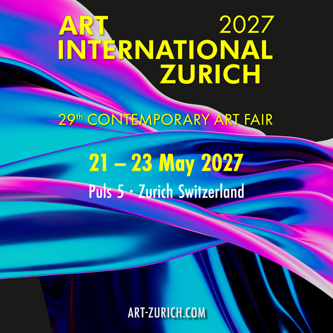 Ankündigung zur Teilnahme an der Art International Zurich im 2027. Sancini mit Von Hand gezeichneten Kunstwerken.