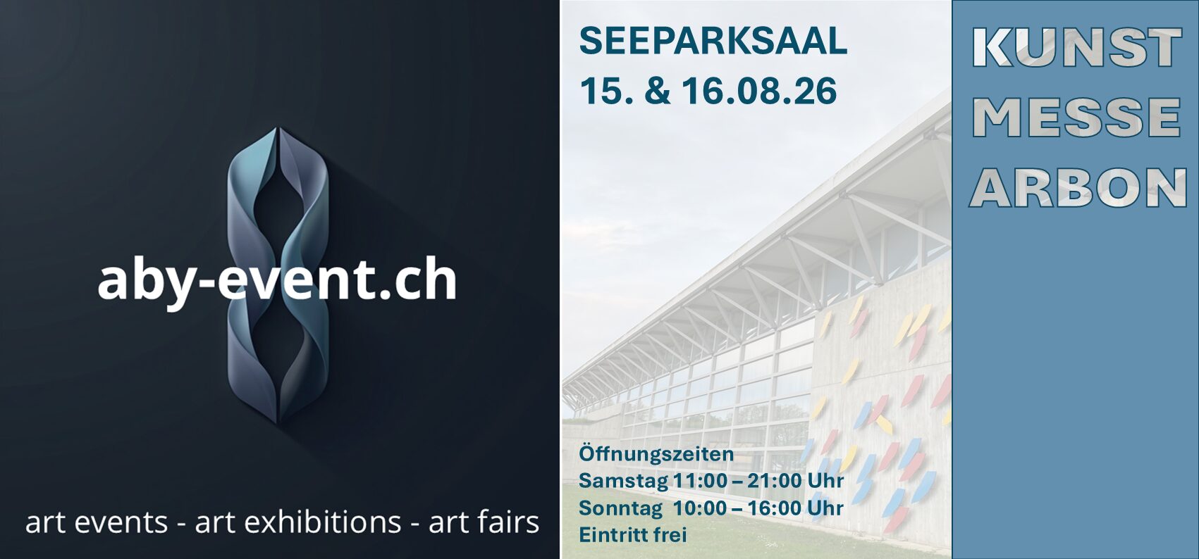 Ankündigung für die Kunstmesse in Arbon in 2026 für die Rubrik Aktuelle Ausstellungen der Künstlerin Sancini aus der Schweiz.
